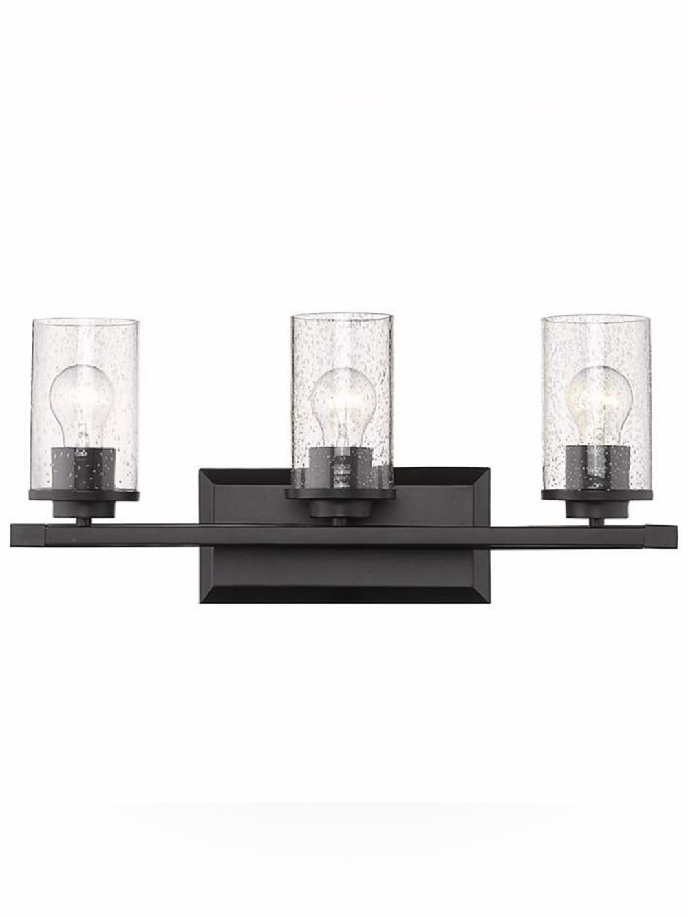 Golden Lighting “Mercer” Vanity Light, Matte Black, 22”, Seeded Glass, Like New